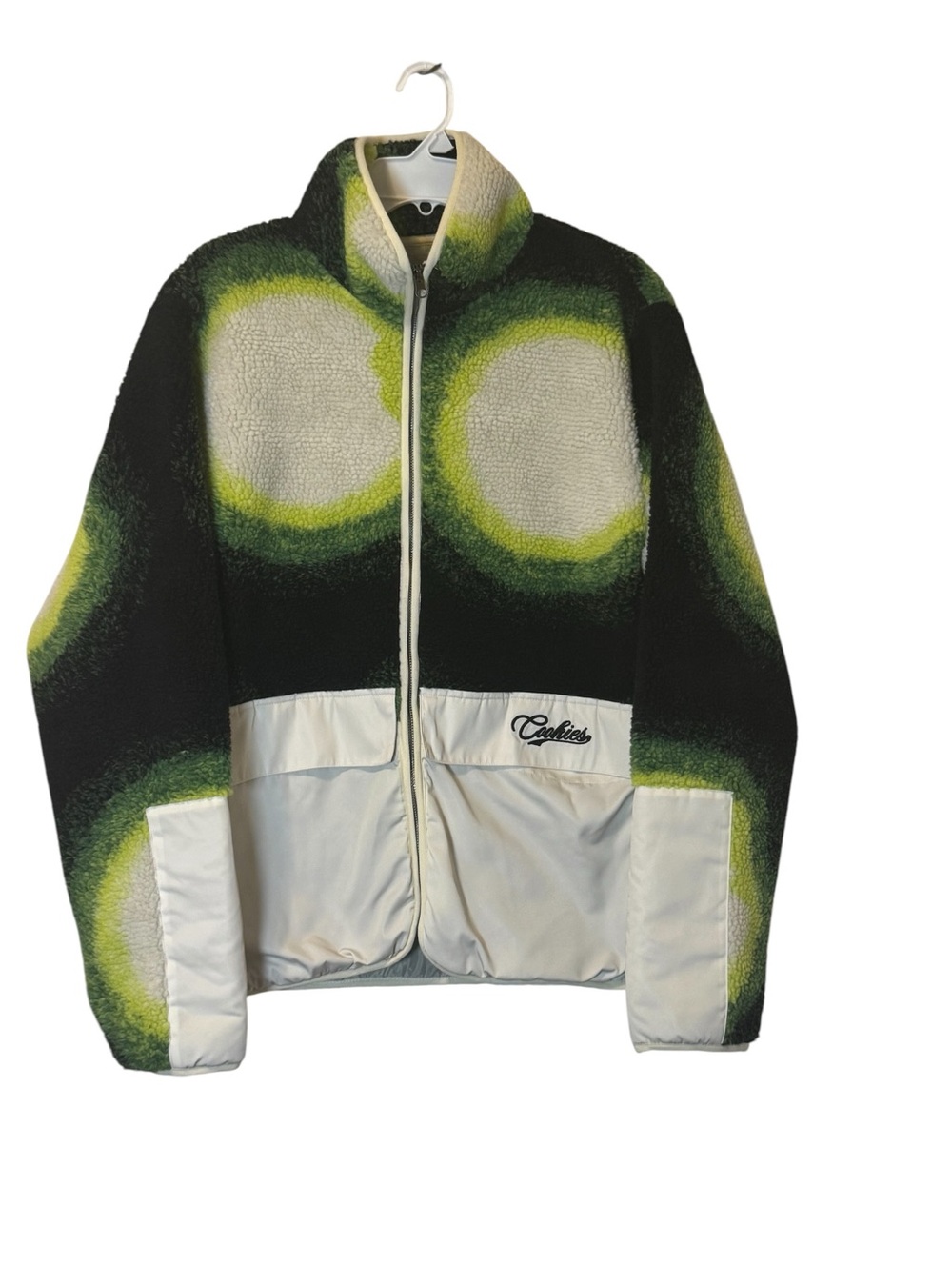 Cookies Yellowstone Sherpa Printed Full Zip Jacket Size Medium Green Tan Black